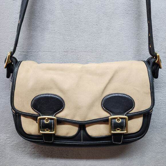 Vintage COACH Shoulder Bag Purse Canvas Brown Leather Crossbody Hipster FLAWS - Picture 2 of 16